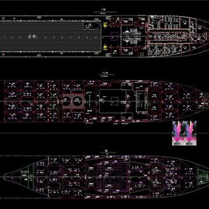 新品米拖图总布置图设计pcad图纸船轮船舶轮船布置拖设计cad拖船
