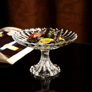 欧式轻奢玻璃水晶水果盘创意供盘高脚盘碗高颜值KTV精致糖果盘