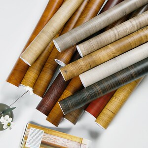 仿红木色家具贴纸防水墙纸柜子木门贴皮装饰自粘翻新壁纸柚木纹纸