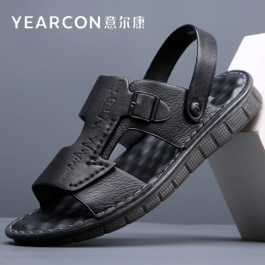 意尔康男士皮凉鞋