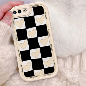 适用于iphone8手机壳苹果女款千鸟纹萌虎色硅胶8plus卡通8p镜头全包