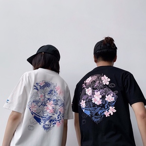 lining李宁22夏季t恤男女樱花龙王富士山巴黎走秀国潮文化衫短袖