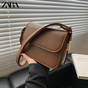 zara斜挎包女2022新款秋季真皮单肩豆腐包百搭时尚休闲女士小方包