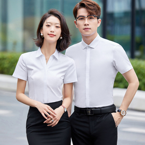 职业面试服装休闲短袖雪纺白色衬衫上衣套装女夏季正装本戟旗舰店