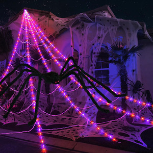 万圣节发光三角蜘蛛网眼睛发光蜘蛛装饰道具户外庭院恐怖场景布置