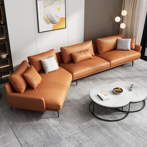 索菲亚官方意式极简真皮沙发羽绒轻奢客厅组合小户型转角现代异形