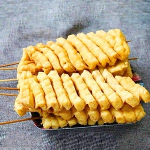 豆排 100串新鲜冷冻水煮豆腐干泡串麻辣烫火锅豆腐串兰花串关东煮