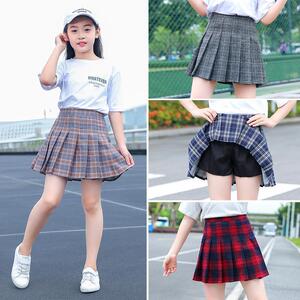 女童安全裤裙夏学院风裙子儿童夏天格子薄款小学生半身裙百搭校服