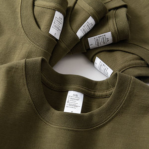 270g重磅纯棉圆领短袖t恤橄榄绿色打底套头衫夏季男女款休闲上衣t