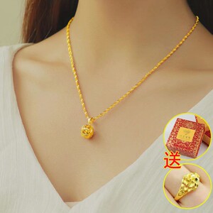 tb039403757淘宝老凤祥和金项链女真金999吊坠女时尚不掉色新款纯金