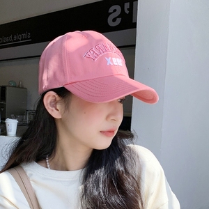 夏季新款刺绣棒球帽女粉色百搭字母鸭舌帽显脸小韩版遮阳防晒帽子