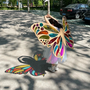 彩色玻璃纸透明幼儿园儿童手工透光遮光串灯笼糖果纸发光蝴蝶影子