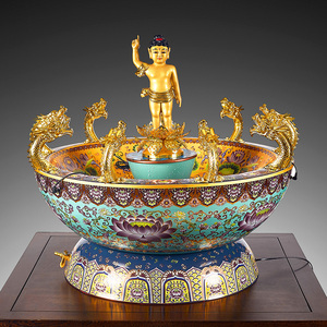 圆通佛具浴佛用品包邮佛堂寺庙喷水太子佛佛像黄铜摆件九龙吐水