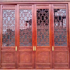 实木镂空花格仿古门 承接古建工程 厂家制作仿古街中式雕花门
