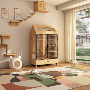 实木猫别墅家用室内豪华猫笼子超大自由空间猫屋猫舍猫三层柜猫窝