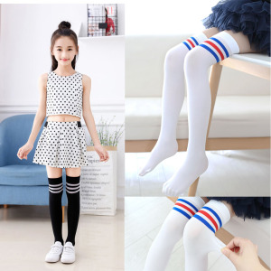 六一表演白袜子儿童三条杠长筒袜男女学生幼儿园舞蹈练功春夏薄款