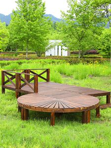 户外防腐木地板花园木质榻榻米室外实木休闲庭院景观木板平台布置