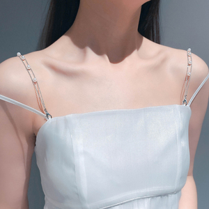 连衣裙珍珠肩带可外露时尚链条性感抹胸裙铁链肩带配件裙子吊带链