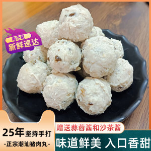 潮汕香菇猪肉丸正宗手打汕头特产黑土猪肉丸早餐夜宵烧烤火锅食材