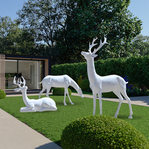 仿真玻璃钢白色小鹿雕塑小区房地产别墅草坪婚庆麋鹿道具摆件美陈