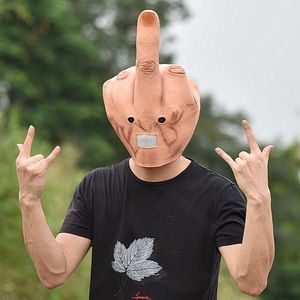 万圣节 鄙视竖中指 面具头套 恶搞 酒吧演出dj 整蛊 搞笑面具头套