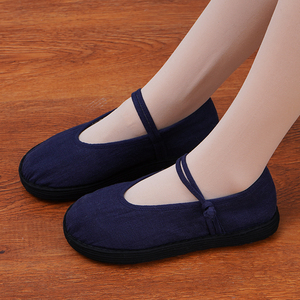 老北京纯手工春秋季圆头平底休闲汉服中国民族风千层底布鞋女夏款