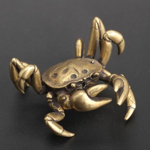 《横财将军》纯铜实心螃蟹盖置茶道茶玩摆件乌龟青蛙动物茶宠香插