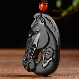 和田玉青玉塔青一细马上封侯玉吊坠天然吊坠挂件男女款生肖马玉佩