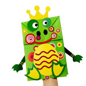 儿童纸袋贴画手偶纸偶手工创意动物粘贴制作 幼儿园圣诞diy材料包