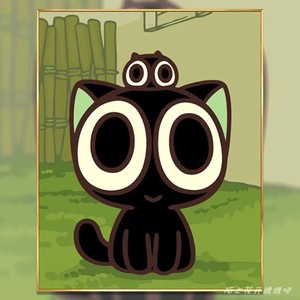 罗小黑卡通小猫十字绣自己绣新款打发时间简单小画满钻粘贴钻石画