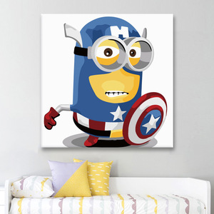 小黄人版美国队长数字油画手绘填色卡通填充童年回忆送孩放卧室