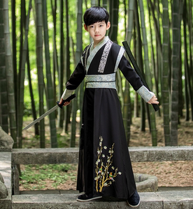 男童武侠服儿童古装汉服侠客衣加绒古代少爷公子服侍卫剑客演出服