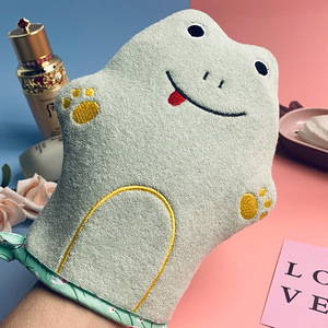 搓澡巾卡通可爱细纹宝宝幼儿小孩洗澡细l砂搓澡巾毛巾海棉手套