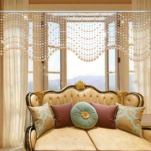 水晶珠帘隔断玄关过道吊帘免打孔酒店客厅阳台卧室新款波浪挂帘子