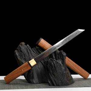 龙泉市t10覆土烧刃短刀手工锻打短款硬刀送礼收藏未开刃