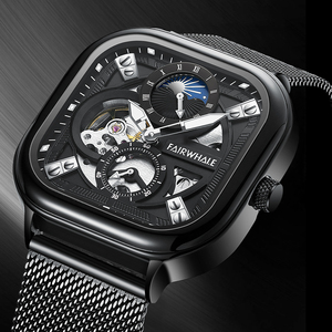 马克华菲新款男士手表方形全自动防水机械表陀飞轮镂空潮名牌男表