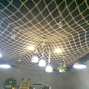 麻绳网格吊顶装饰网绳子网攀爬网子防护网楼梯编织复古挂墙面棚顶