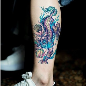防水纹身贴 男 胸前大图 麒麟贴纸 火麒麟逼真花臂胳膊包邮 3张