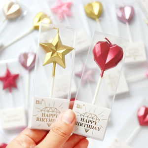 生日蜡烛 钻石爱心五角星 红色粉色金色派对装饰用品 独立PVC盒装