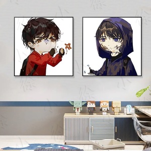 盗墓笔记铁三角diy数字油画张起灵吴邪q版卡通手绘填色画装饰挂画