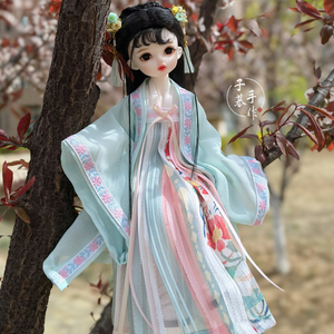 6分bjd娃娃古风娃衣古装古代齐胸襦裙汉服清新白菜衣服【菀青】