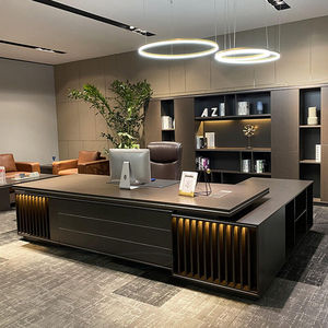 世纪柏源老板桌新中式董事长办公室高端灯带ceo轻奢办公桌椅组合