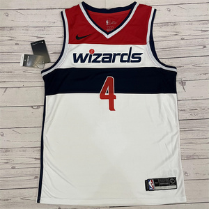 奇才队 威斯布鲁克球衣4号 威少篮球服城市版灰白深蓝色 球裤芯片