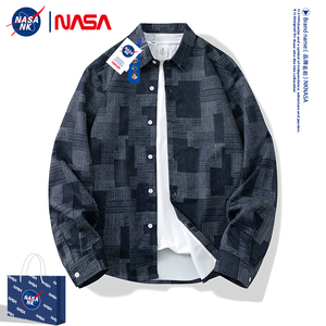 NASA联名港风外套男装2024新款初春秋季潮牌长袖衬衫上衣复古夹克