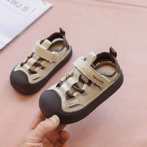 儿童真皮沙滩鞋宝宝鞋防滑男童包头凉鞋2024夏季新款女童运动鞋子