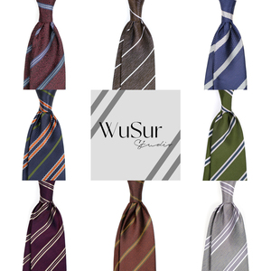 [WUSUR]L608男士轻奢复古斜细条纹6-8CM绅士商务婚礼合集手打领带