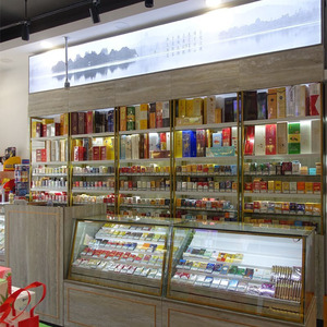0021人付款淘宝便利店收银台烟酒柜组合高档香烟大型陈列柜木质展示
