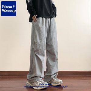 Nasa Wassup夏季伞兵裤冰丝长裤潮流休闲裤男多巴胺色女美式长裤