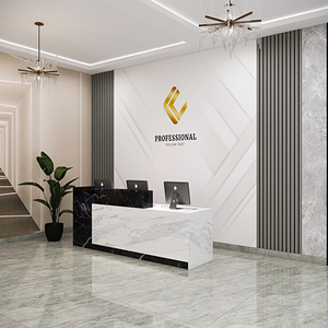 墙纸简约大气前台背景墙壁纸直播装饰壁布美容院收银台墙布3d壁画