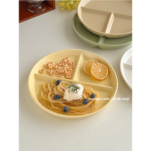 ok maji韩国ins简约陶瓷减脂分格餐盘家用一人食三格分隔早餐盘子